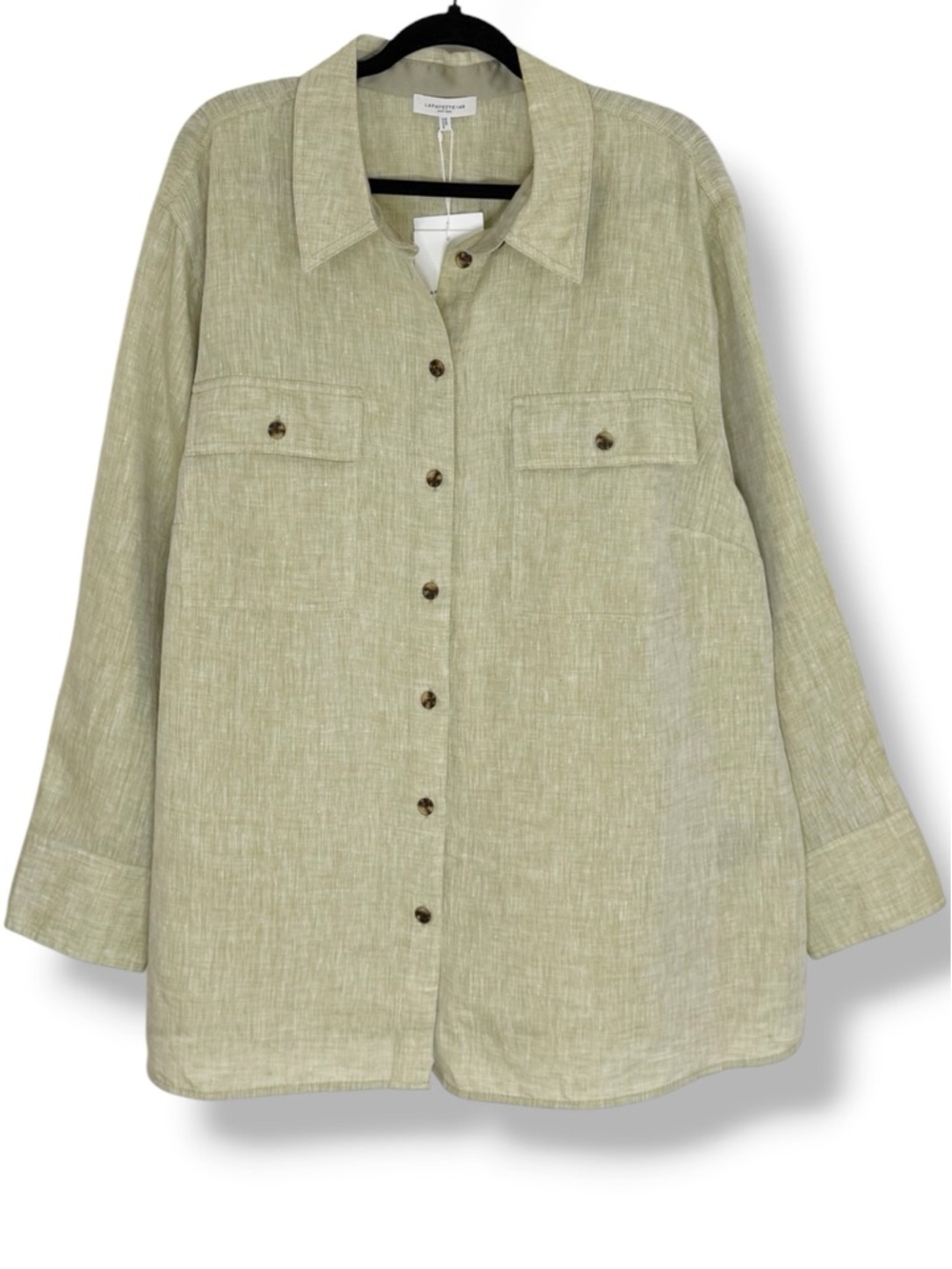 Lafayette 148 Ezra Linen Button Front Shirt Top Size 3X Minimalist NWT